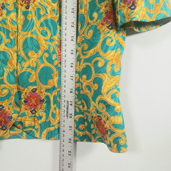 Papèll Boutique Vintage Green Gold Floral Two Piece Jacket And Skirt Set 14 EUC - Picture 14 of 16